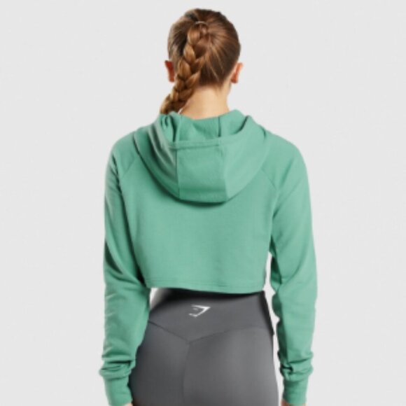 Green Gymshark Women's Cropped Hoodie - Picture 2 of 11